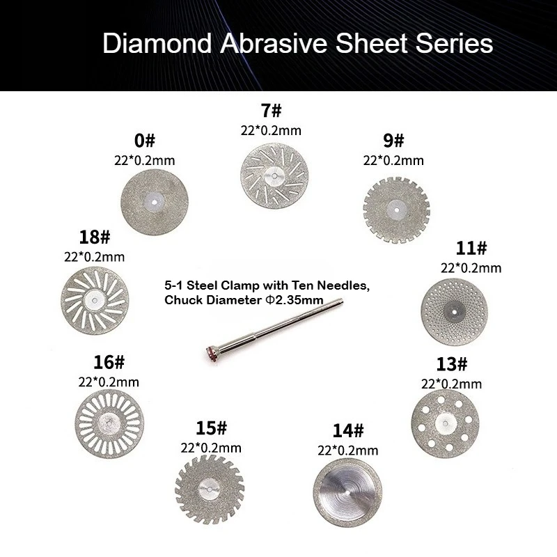 50Pcs Dental Ultra-thin Double Sided Sand Porcelain Diamond Cutting Disc Mandrel Diamond Disc Dentistry Polishing Tools