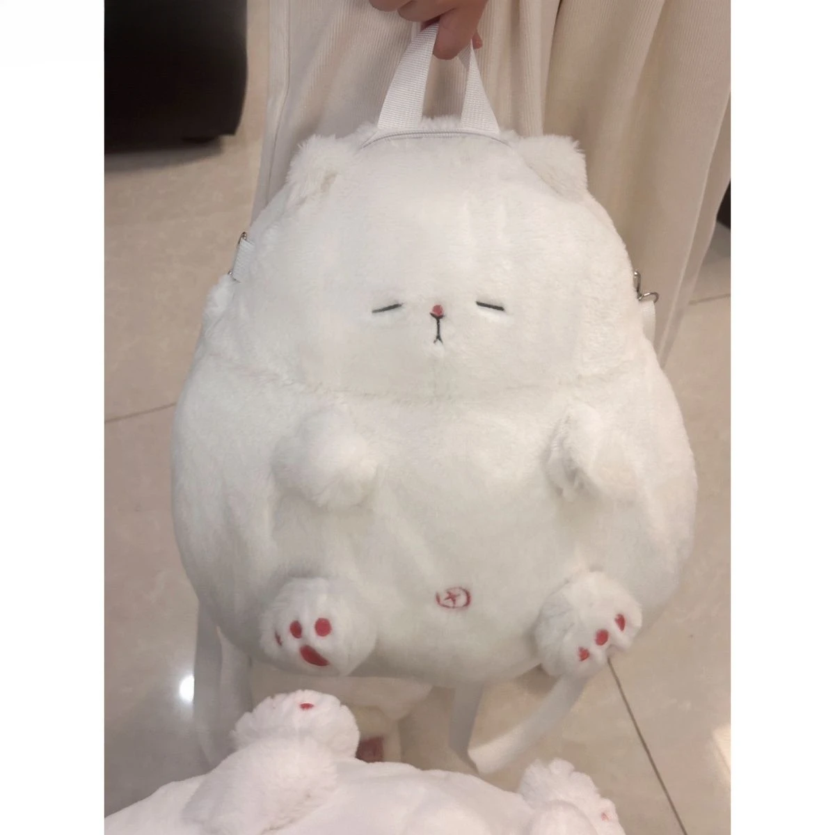 MBTI Zaini carini per donna Peluche Gatto Cartone animato Morbido e soffice Zaini casual Kawaii Lolita Jk Borsa popolare coreana femminile di lusso