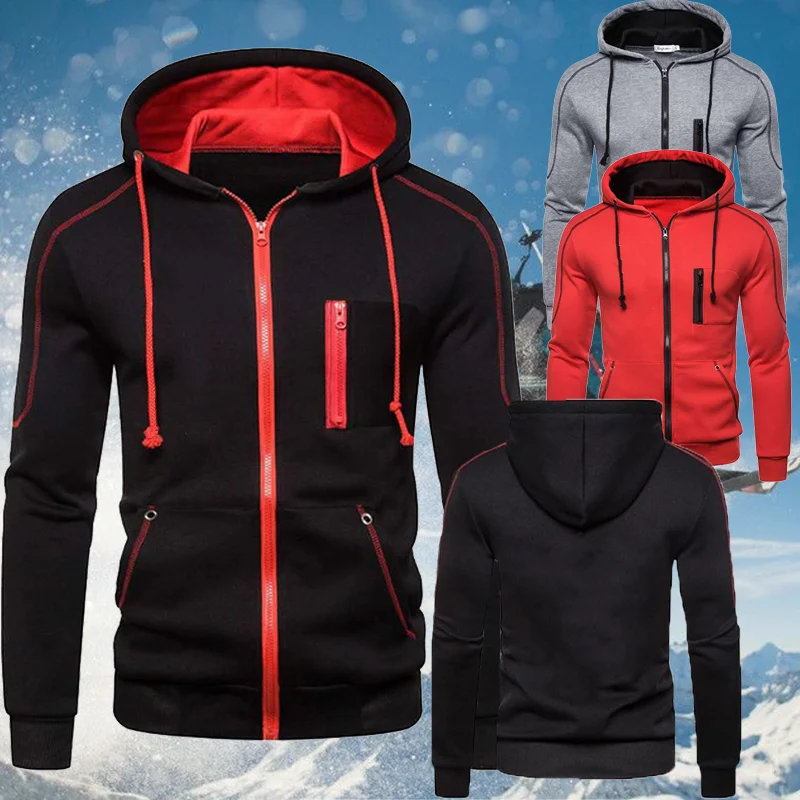 

Fashion Men Zipper Hoodie Slim Fit Hooded Sweatshirts Spring Autumn Long Sleeved Zipper Jacket