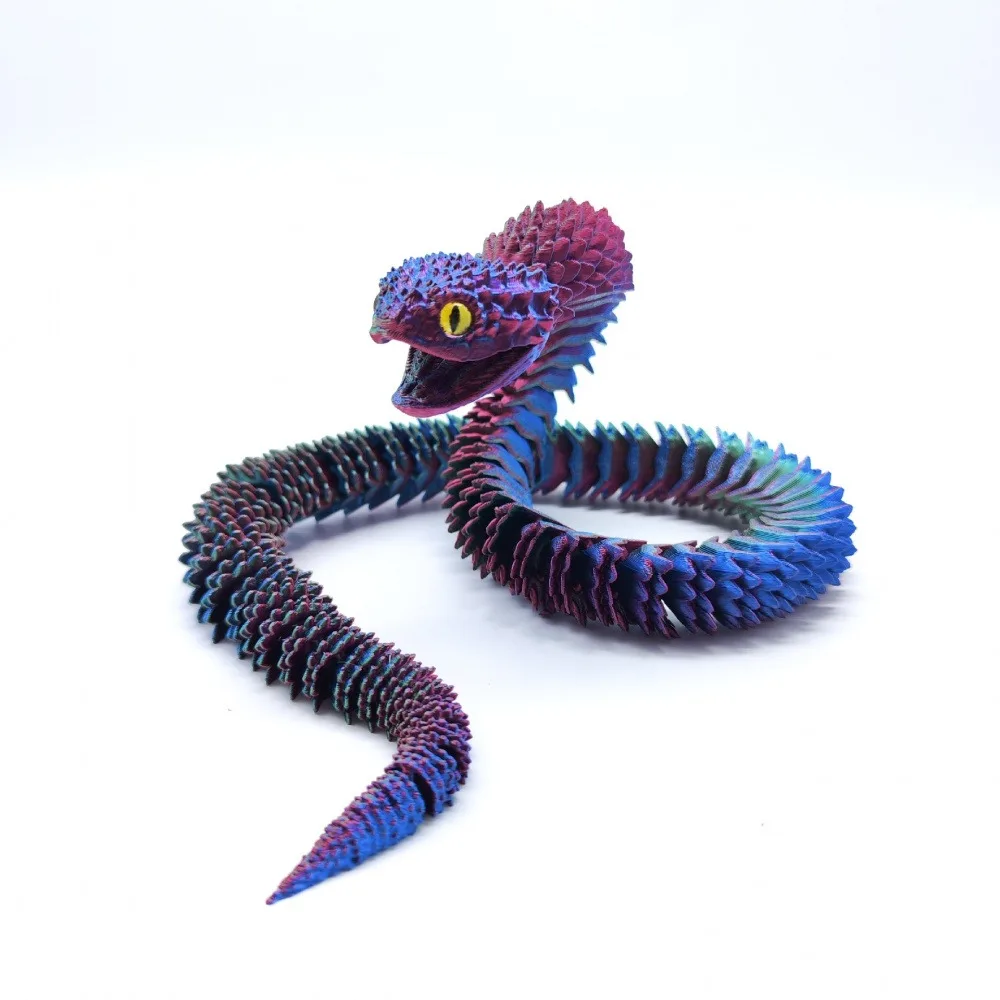 3D Printed Viper Mouth Can Move, 11.8Inches 3D Printed Snake, -Home Office Decor Executive Desk Toys (Random Ey