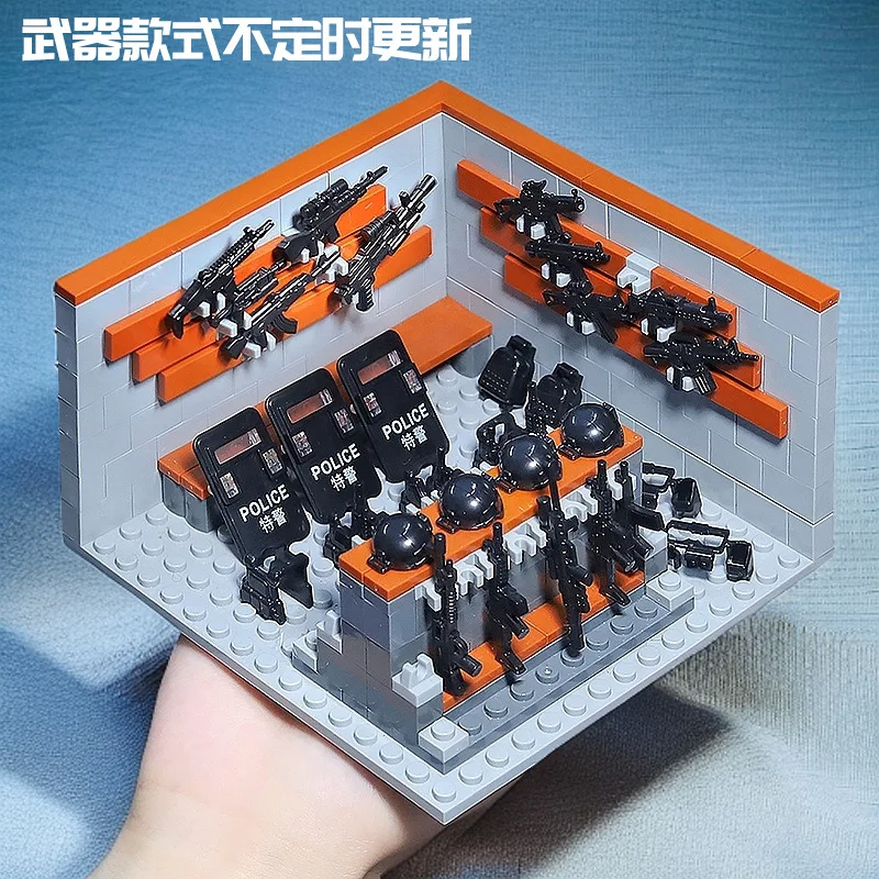 Diy montagem brinquedo bloco de construção modelo moc cena armadura base militar crianças festa aniversário presente brinquedos educativos das crianças