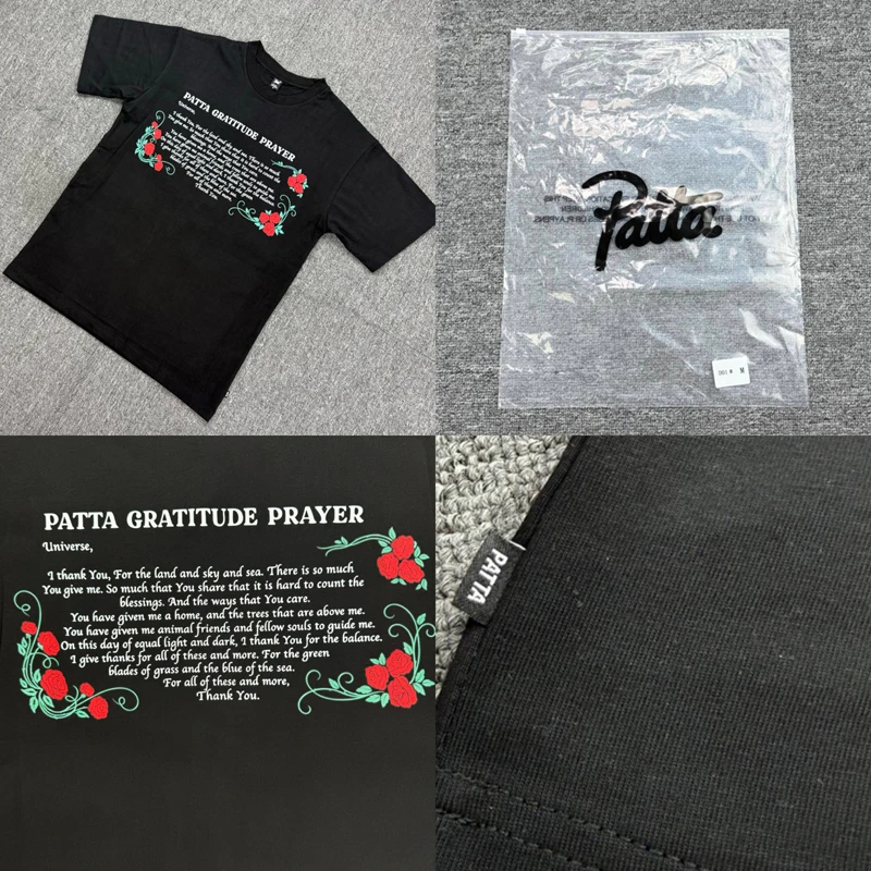 American Street Fashion Brand Men's Women's Loose Patta Short Sleeved High-quality Letter Printed Trendy PATTA Tops