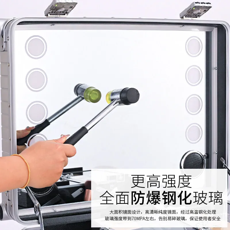 Beauty and Hair Care: Bridal Makeup Kit with Aluminum-Magnesium Alloy and Lighted Makeup Box