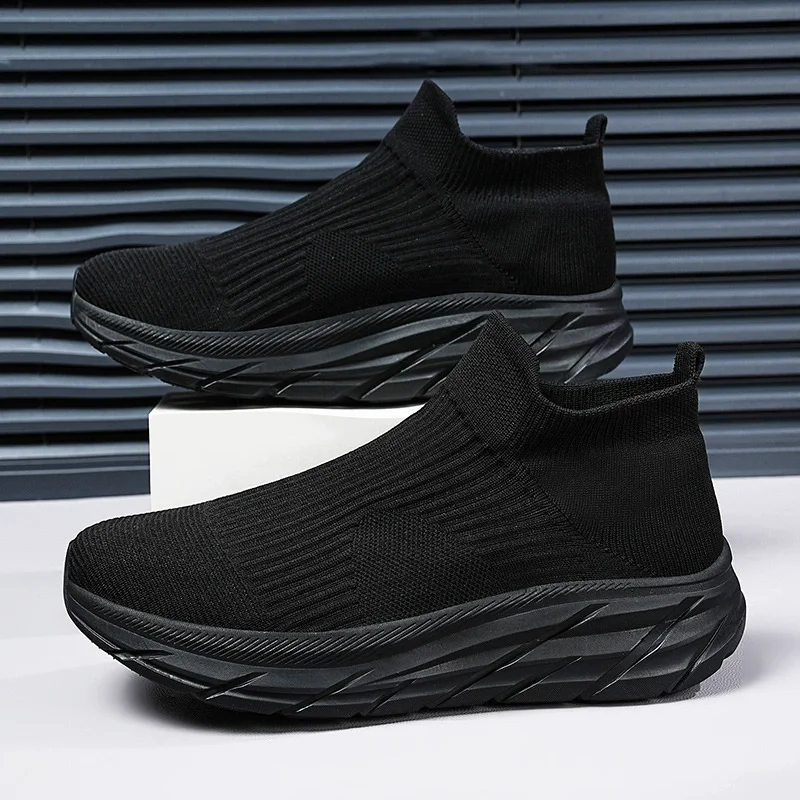 men's shoes new flying woven socks shoes breathable lightweight slip-on mesh shoes men's casual sports shoes