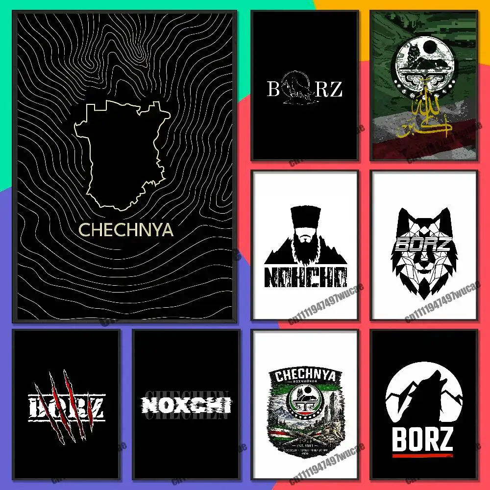 For Chechnya Chechen Wolf Noxchi BORZ Poster Cover Wall Murals Home Custom Self-adhesive Decoration Sticker Playbill Film