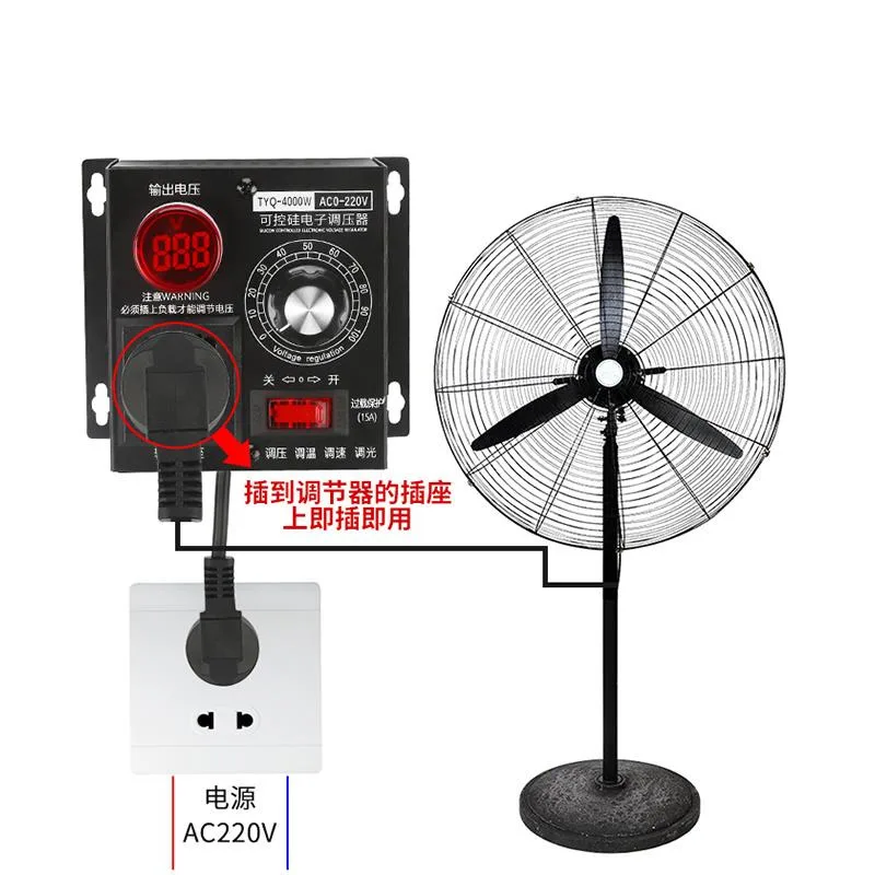 

4KW Single-Phase AC Motor Speed Controller 220V Fan Speed Switch Temperature Control Dimmable Ceiling Fan Angle Grinder Control