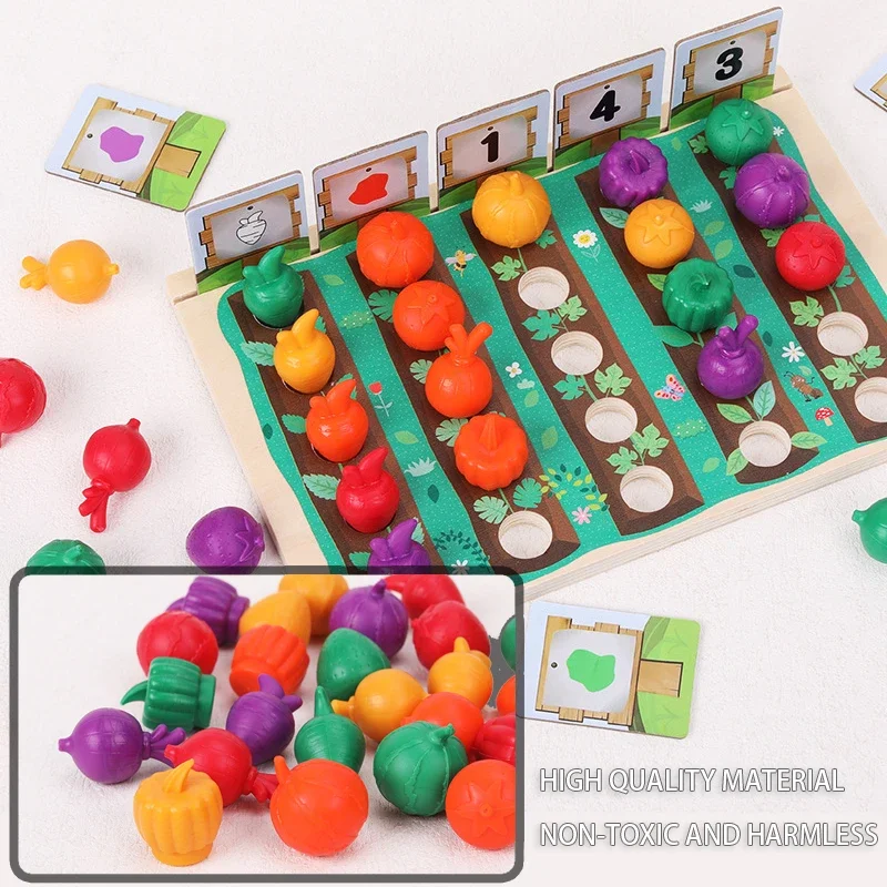 Bambini Raccolta di carote Giocattoli di legno Crescono frutta Verdura Ordinamento Matematica Conteggio Giochi Educativi per i più piccoli
