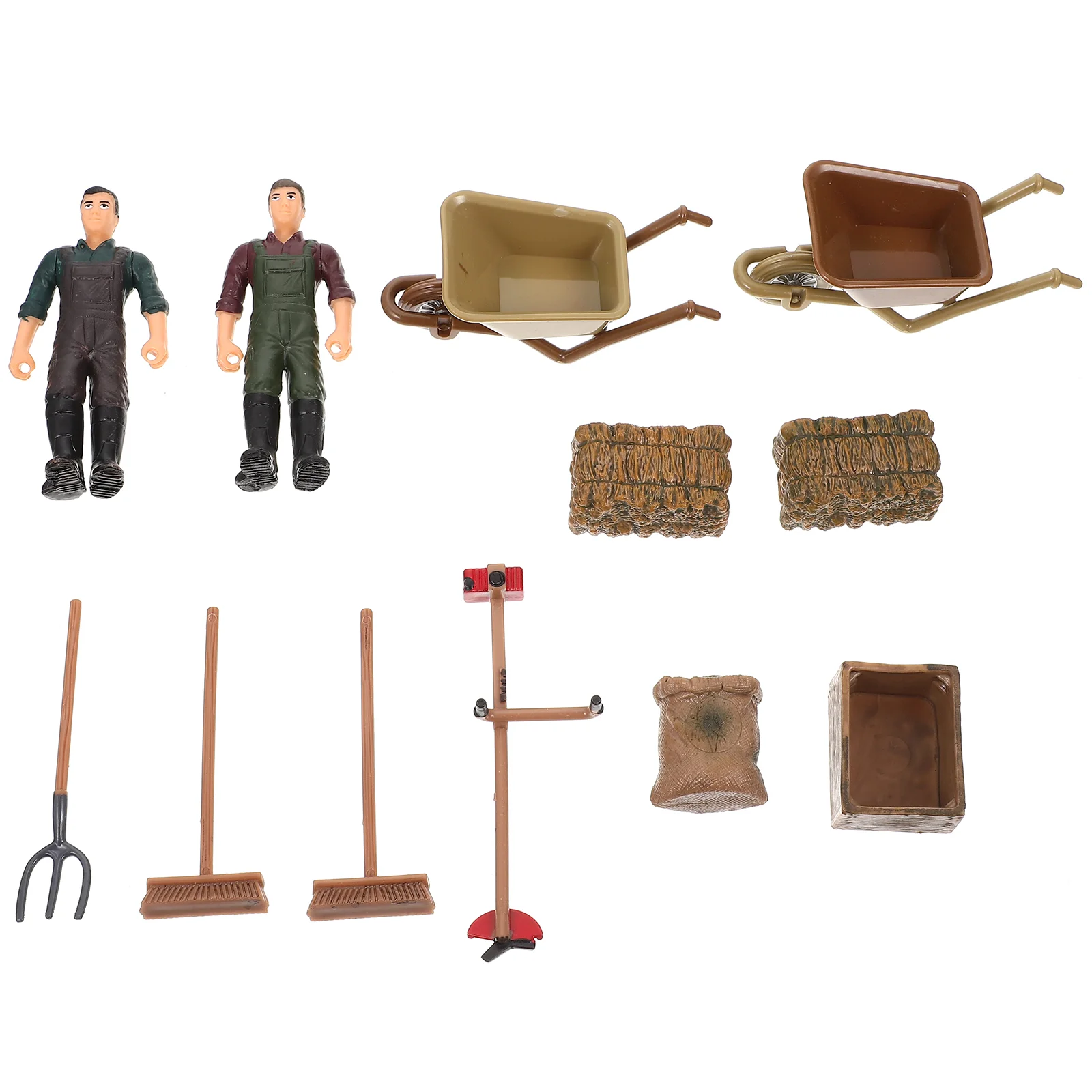 Mini figurine coltivatore strumento modello giocattoli set di accessori scena in miniatura plastica marrone