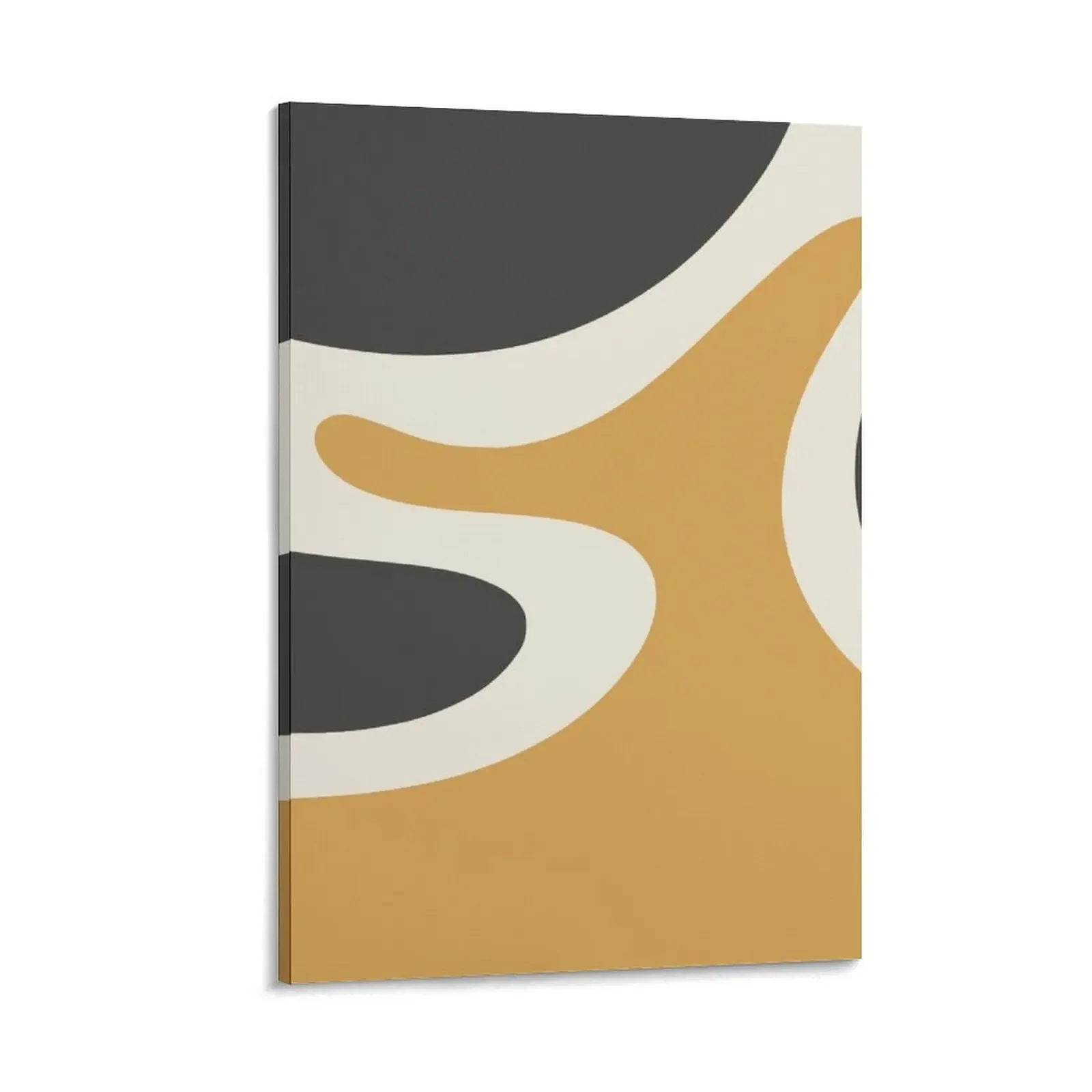 

Danish Modern Minimalist Abstract in Muted Mustard Gold, Charcoal, and Cream Canvas Painting room decors aesthetic