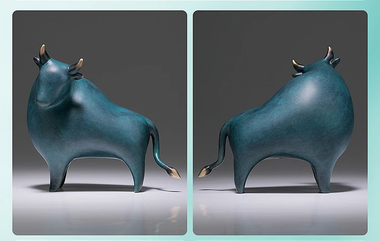 2022 أفضل نحت برونزي رائع فن تجريدي مكتب منزلي 5A ثروة عالية الجودة ثور البقرة ثورًا حظًا سعيدًا تاليسمان التميمة