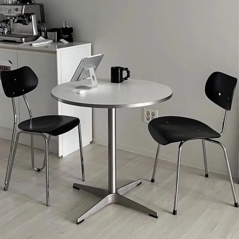 Mesa de Comedor Redonda para Restaurante, Mesa de Comedor Esquinera Mini para Terraza, Ahorro de Espacio, Diseño de Muebles de Salón