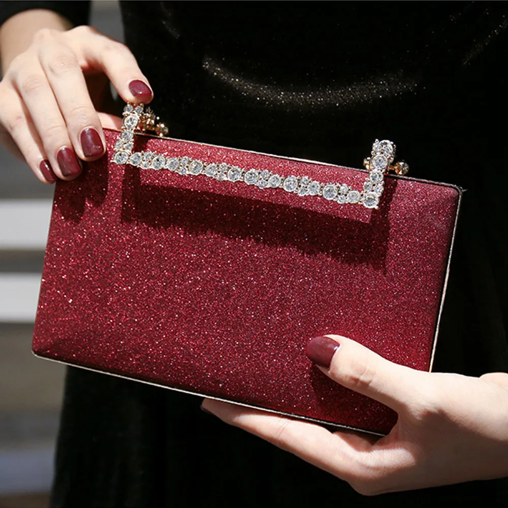 2023 Diamond Evening Clutch Bag for Women Silver Wedding Clutch Purse Chain Shoulder Bag Party Handbag for Women Sequins Handbag