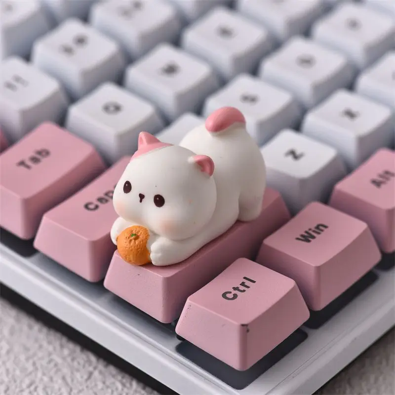 High Appearance Holding Orange Kitten Keycaps for Cross Key Mechanical Keycap 2.25u Shift Enter Decorative Keycap Gift