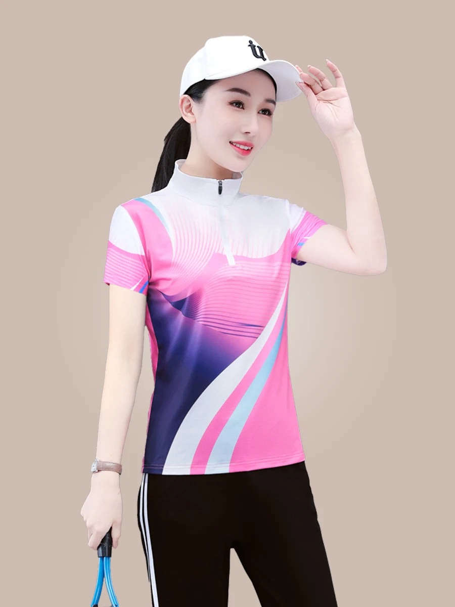 

Новый летний дышащий спортивный комплект из двух предметов для женщин: футболка с воротником-стойкой и шорты из ледяного шелка для бега, быстросохнущий, для мам