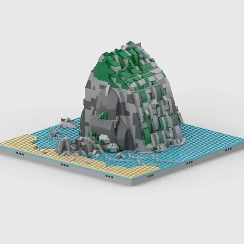 QWERT Island Region Moc Building Blocks Coastal Sea Stack Sand Dune Model DIY Construction Holiday Birthday Toy
