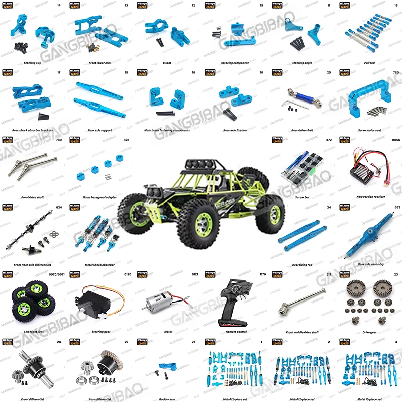 Wltoys 12427 12428 12423 1/12 rc carro metal atualizado peças de reposição braço oscilante copo direção amortecedor puxar haste peças engrenagem acionamento