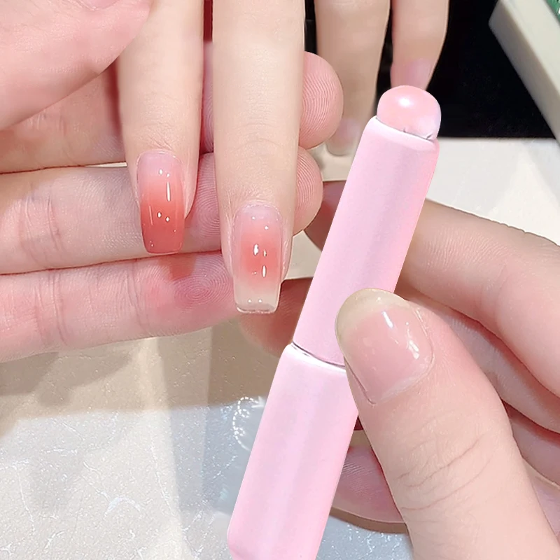 1Pcs Pink Nail Art Silicone Brush Reusable Universal Gradient Powder Pigment Manicure Tool Easy To Use Silicone Nail Brush Tool