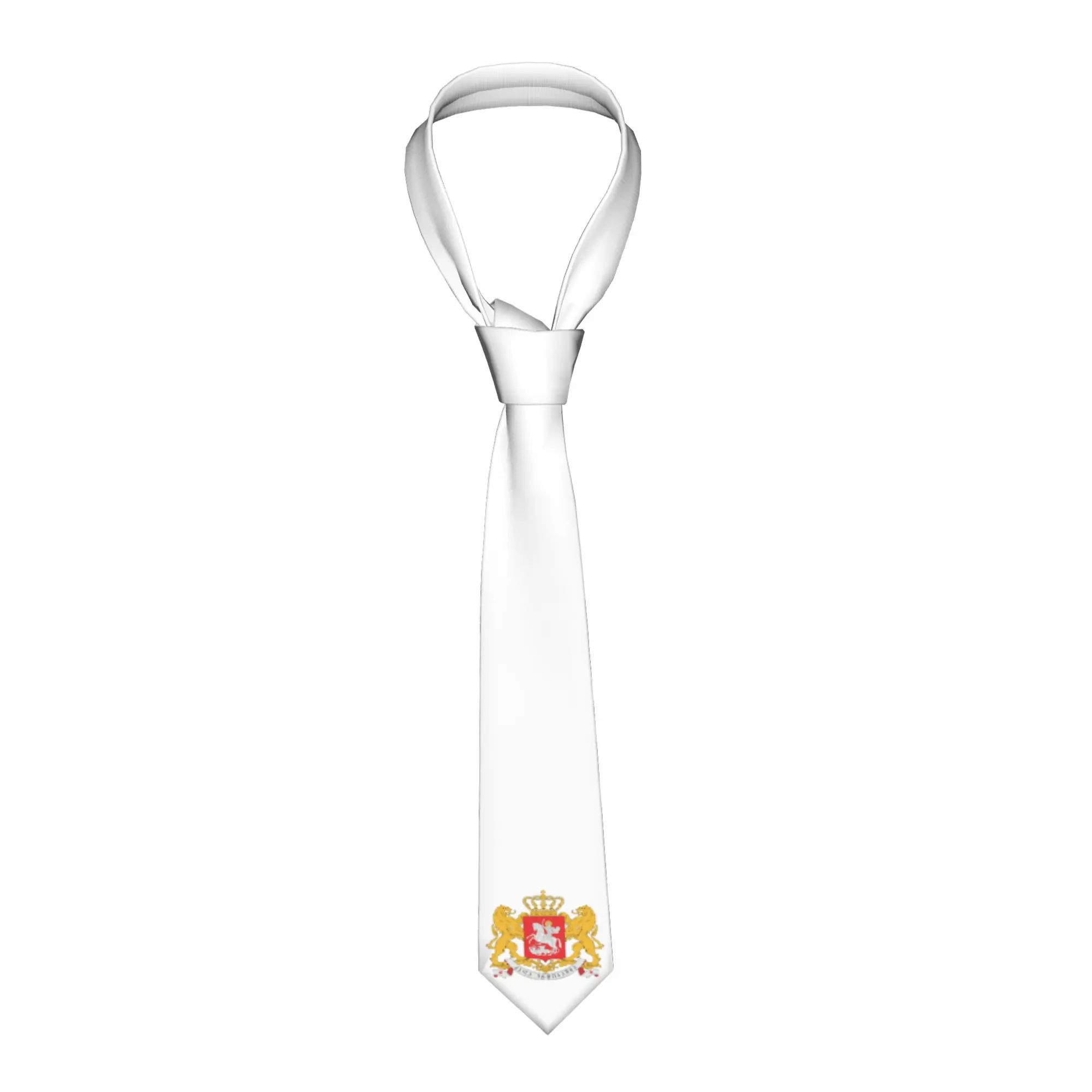 Classic Georgia National Emblem Map And Flag Necktie for Men Silk Georgian Office Ties