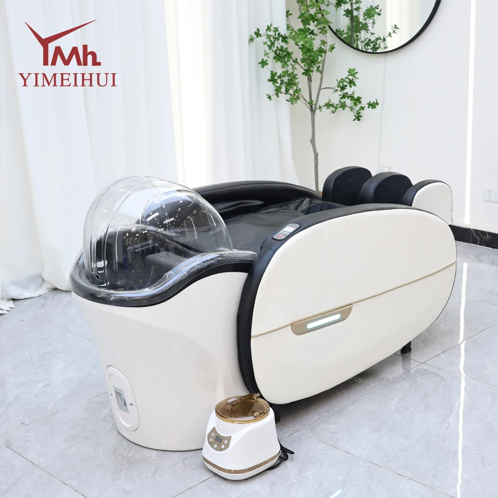 

Custom led lighting acrylic shampoo basin salon automatic massage head spa beds
