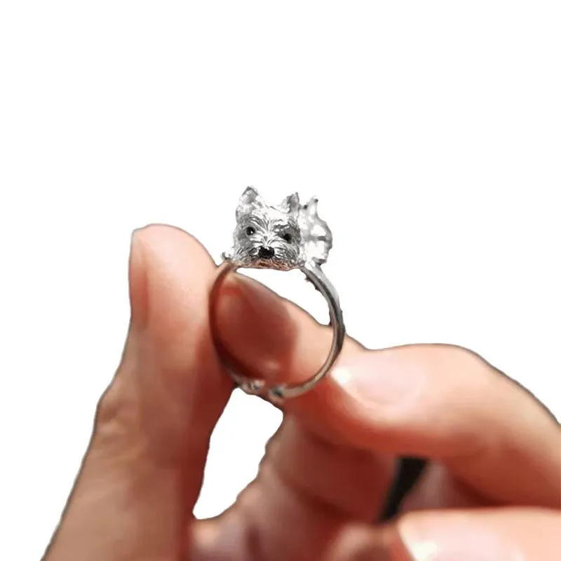 XIYANIKE Cute Dog Pet Open Rings For Women Retro Animal Fashion New Year Jewelry Accessories Valentine Day Gift Party anillos