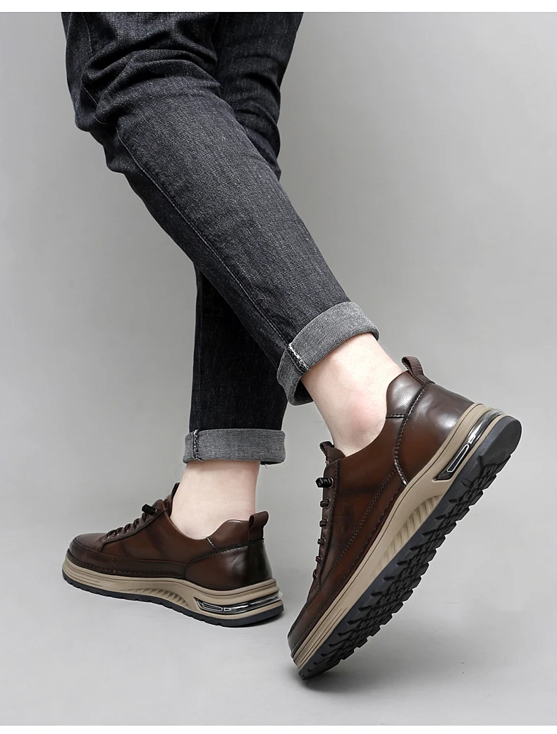 Luxuriöse Echtleder-Herrenschuhe für Business und Freizeit, Hochwertige Modische Schnürschuhe für Büro und Outdoor-Aktivitäten, Herren-Sneaker – Detail 15