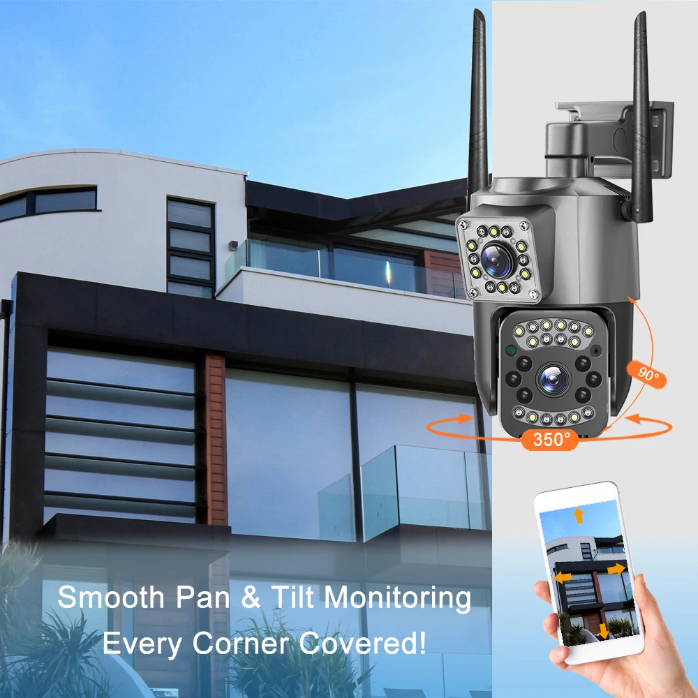 4K 8MP Dual Lens 4G IP Camera Night Vision Ai Human Detect PTZ Outdoor Video Camara Wireless V380 Pro CCTV Security Protection