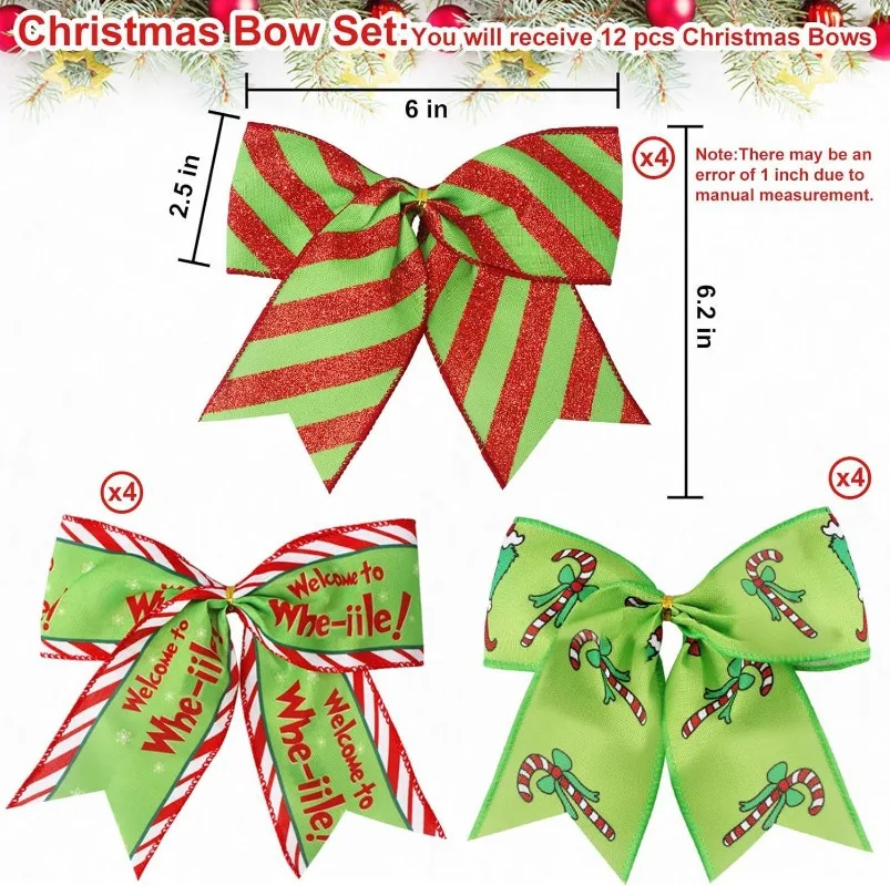 Multicolored Bow Ornaments Shaped  Christmas Candies Accessories for Courtyard and Party Scene Layouts Decorative Bows Present