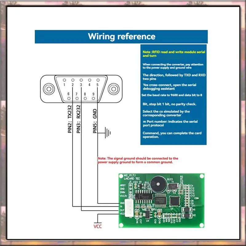 BAAZ HOT RFID Reader Writer Module 13.56Mhz IC Card Reader S50 Card Reader ISO14443A RS232 Support Window Linux System