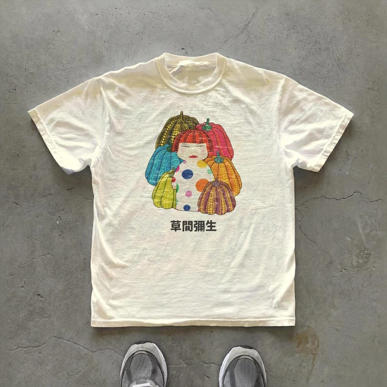 Yayoi Kusama Pumpkin T-Shirt | Japanese Art Graphic Tee | Polka Dot Unisex Streetwear Shirt
