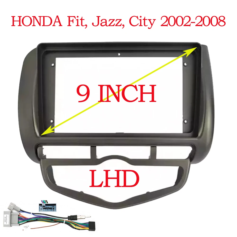 Car 9 Inch Stereo Audio Facia Audio DVD Panel Bezel Frame Trim Left /right Wheel for Honda Fit City Jazz 2002-2008