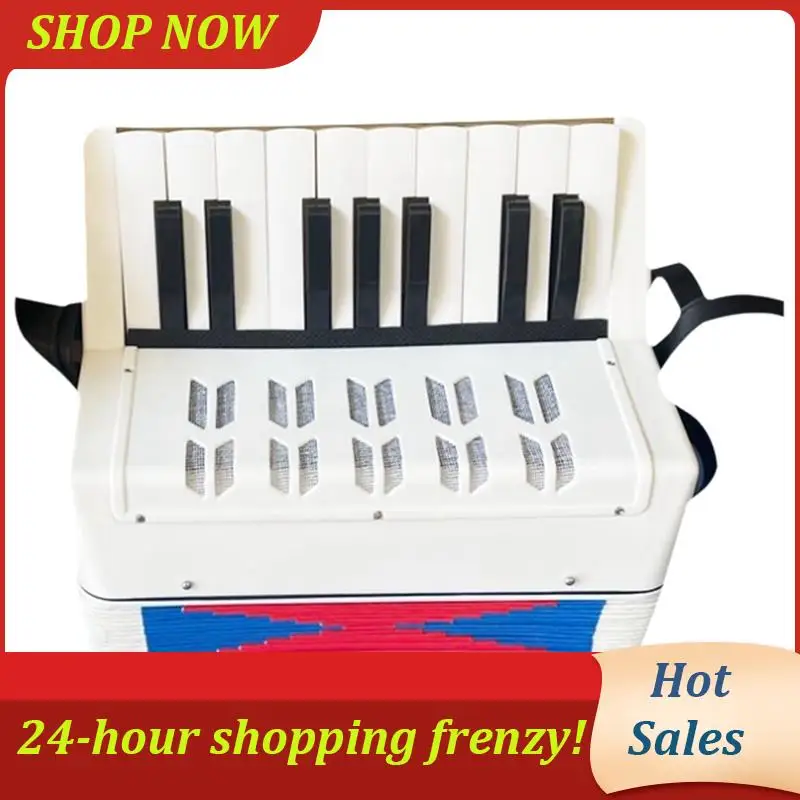 

White 17 Keys 8 Bass Accordion Children's Educational Musical Instrument For Students Beginners Durable Easy Install