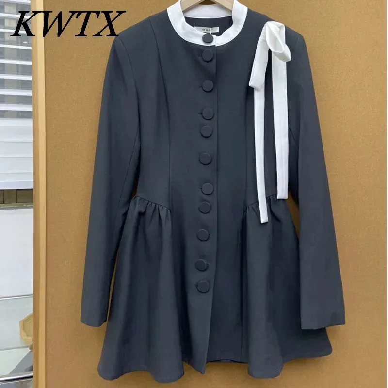 KWTX Long-sleeved Single-breasted Bow Tie Suit Jacket For Women 2025 Spring And Summer New Style Fashion Temperament