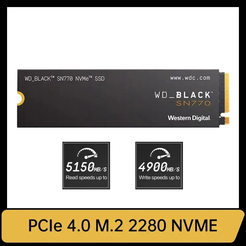 Western Digital WD SN770 500GB 1TB 2TB SSD NVMe Gen4 PCIe M.2 2280 PCIe 4.0 X4 Drive Internal Solid State Disk untuk Desktop PS5