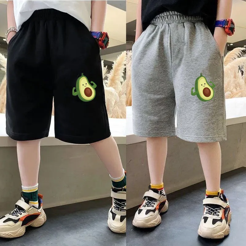 

Cartoon Cute Avocado Printed Beach Shorts Kids Loose Casual Short Pants Summer Holiday Board Shorts