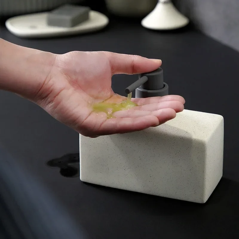 Simple Rectangle Ceramic Portable Soap Dispenser Lotion Bottle Hand Sanitizer Bottle Container Divide Empty Bottles for Bathroom