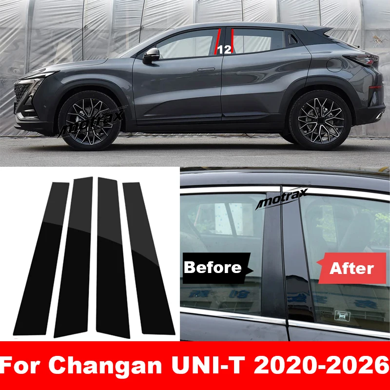 Auto B‑C Pillar Window Trim Stickers Exterior Window Pillar Decoration Cover for Changan UNI-T UNIT 2020-2026 2025 Accessories