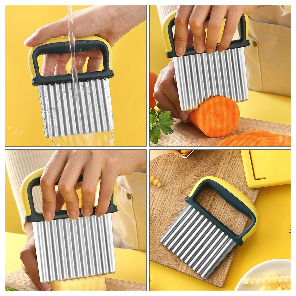 

2pcs Stainless Steel Potato Cutter Vegetable Slicer Wave Crinkle Cutting Tool For Salad Toppings Kitchen Gadget Supply