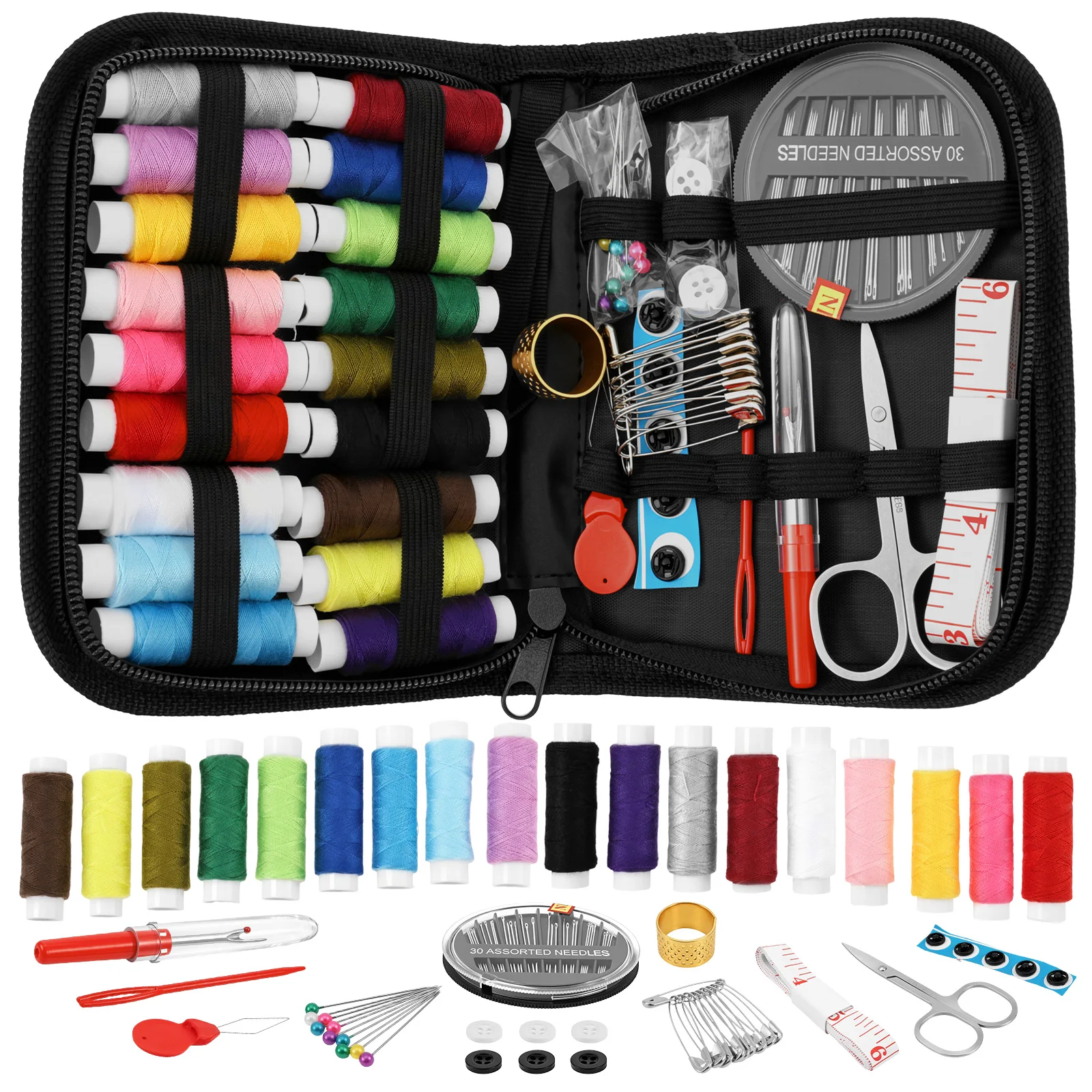 Multi-functional Needle and Thread Sewing Kit with Case Portable Hand Sewing Supplies Basic Sewing Repair Kit for Adult Beginner