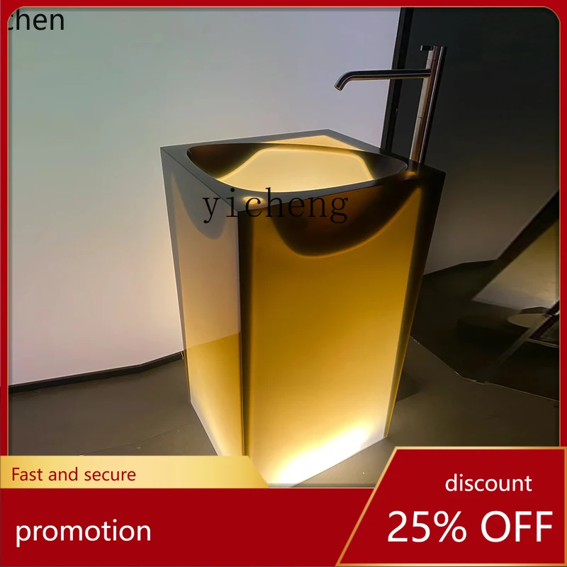 ZML integrated floor-to-ceiling bathroom outdoor courtyard hand wash basin color transparent resin art column basin