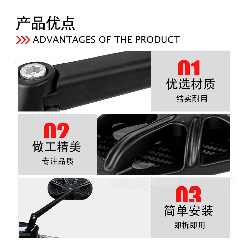 WB2 2Pcs Motorcycle Rear View Mirrors 10mm Thread Bolt Mount Convex Lens Adjustable Side Mirror For Honda Yamaha Suzuki Kawasaki