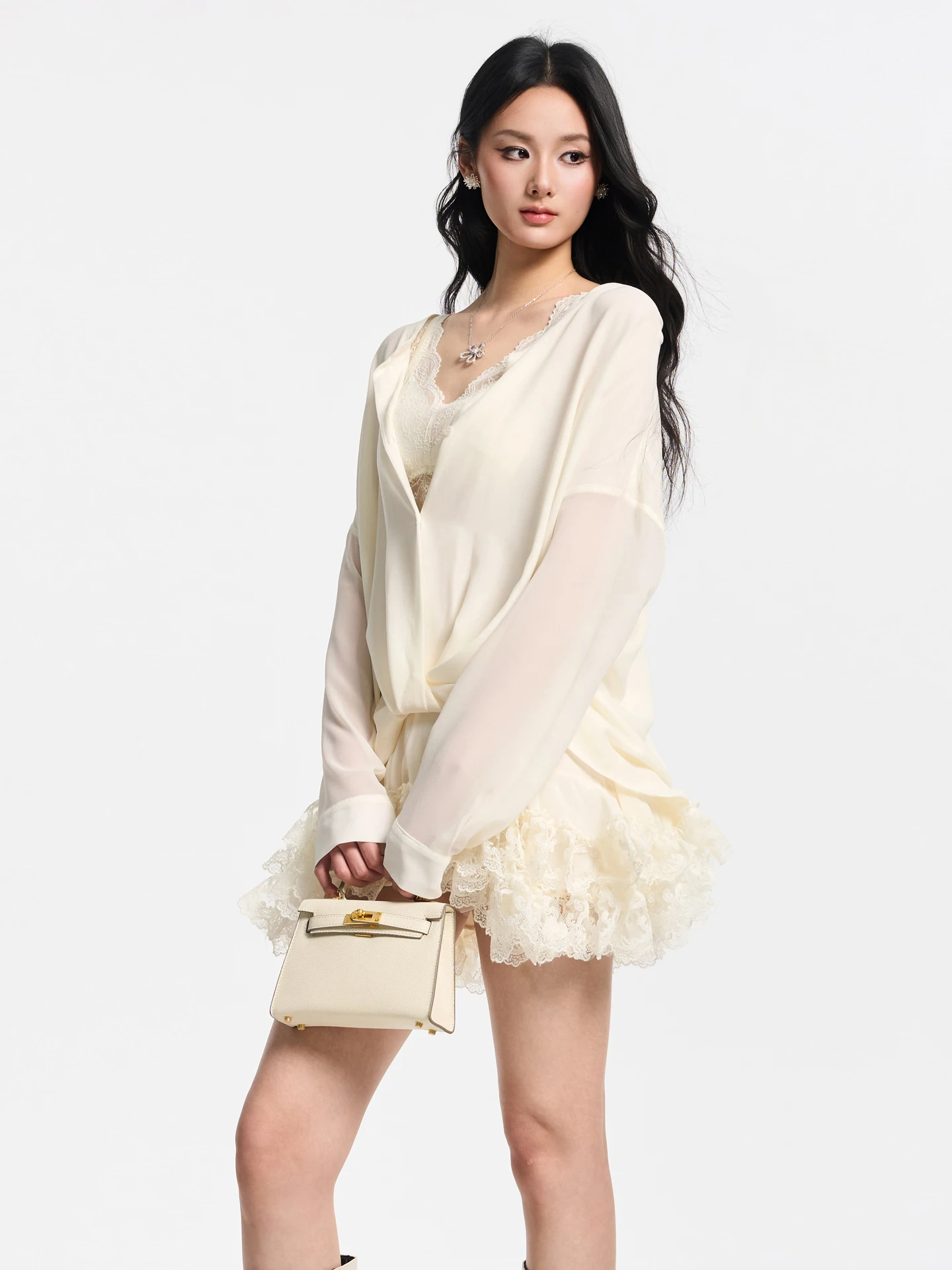 

Tuwhy Original Design 'Mellow ternoon' Asymmetrical Knot irt Lace Vest Two-Piece Set Casual Sle Breathable Polyester Sp...