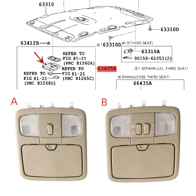 

Genuine Interior Dome Lamp Cover Reading Light Control Panel with Sunroof Switch For Toyota Land Cruiser Prado LC120 4000 2700