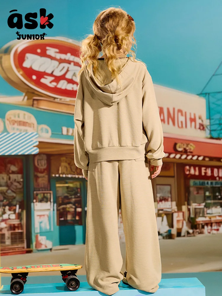 [بدلة أطفال] سترة صوفية ربيعية مقاومة للرياح للأطفال سراويل مستقيمة بنطلون قطعتين للفتيات