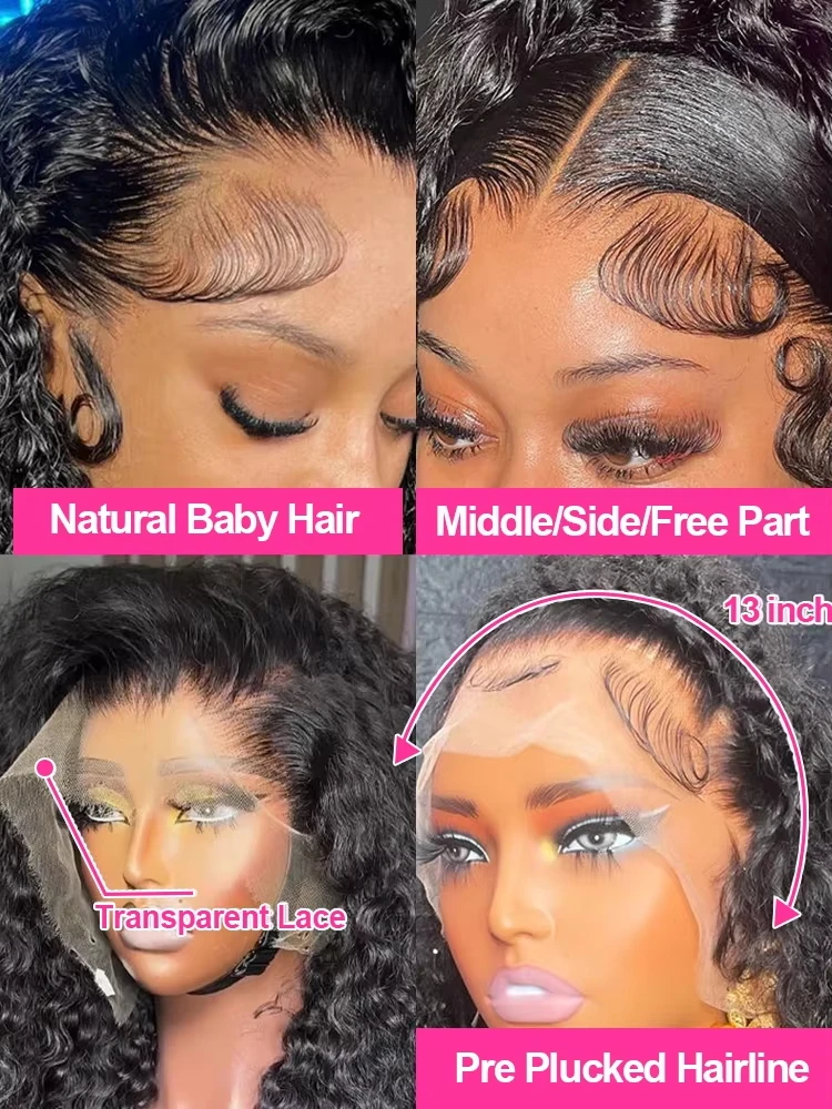 วิกผมแท้ 100% แบบลอนลึก วิกผมหน้าผากแบบลูกไม้ HD 13x4 13x6 วิกผมลูกไม้แบบลอนน้ำ วิกผมลอนเปียกและลอนน้ำ สำหรับผู้หญิง ลดราคา