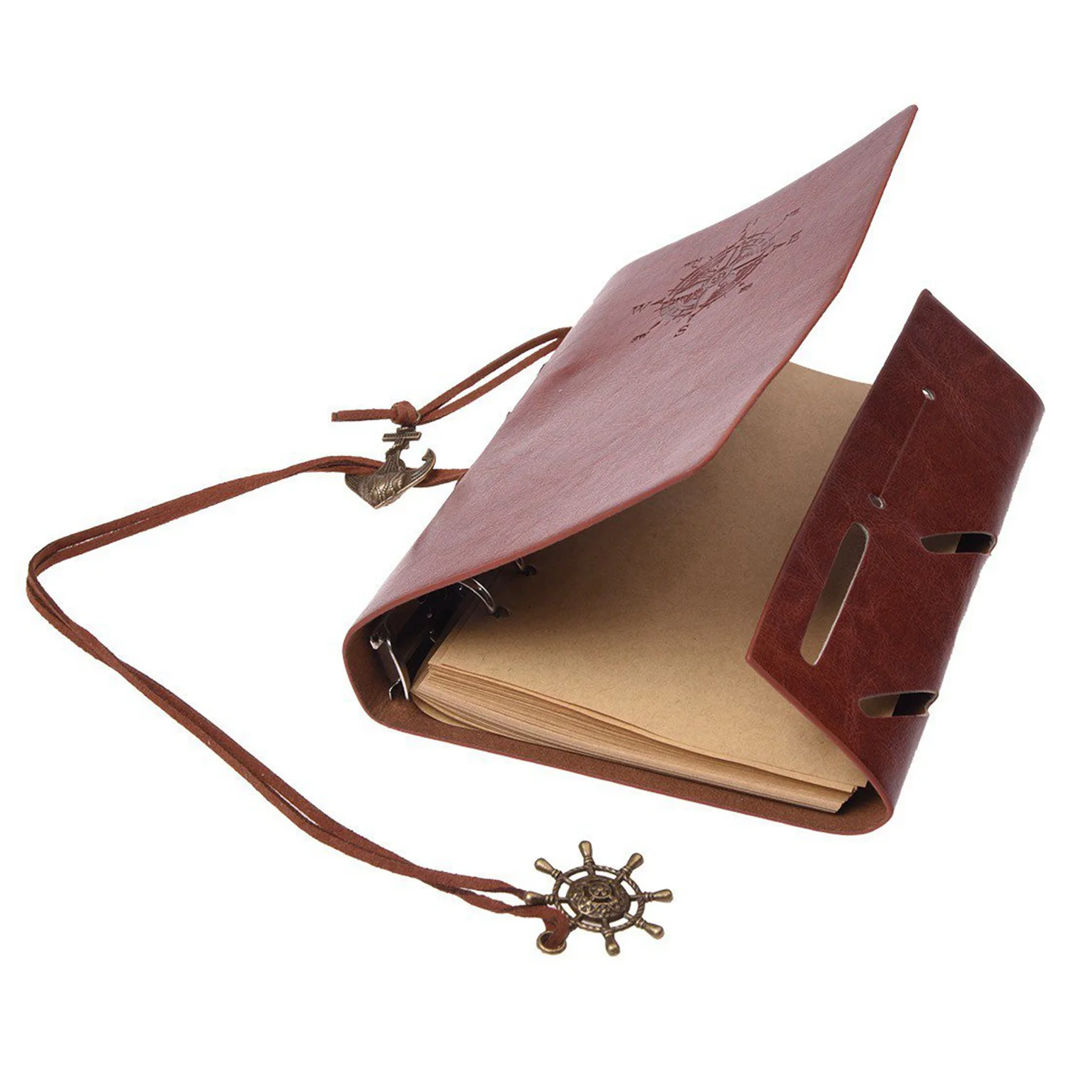 

QWE-Retro Personality Notebooks Journal Notepads Ring Binder Diary Notebook Light Brown S & Refillable Notebook Journals,A6 Leat