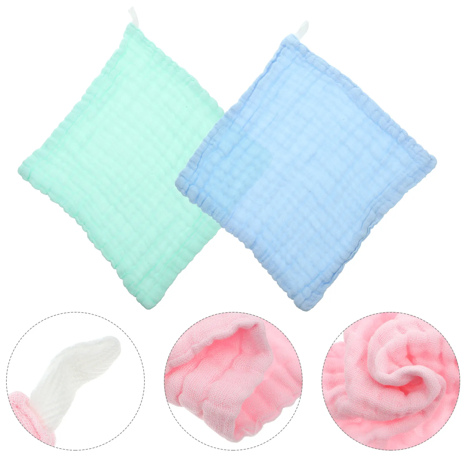 

2pcs Cotton Burp Cloths Soft Absorbent Baby Washcloths Toddler Reusable Newborn Towel Set Gentle Sensitive Skin Face Body Use