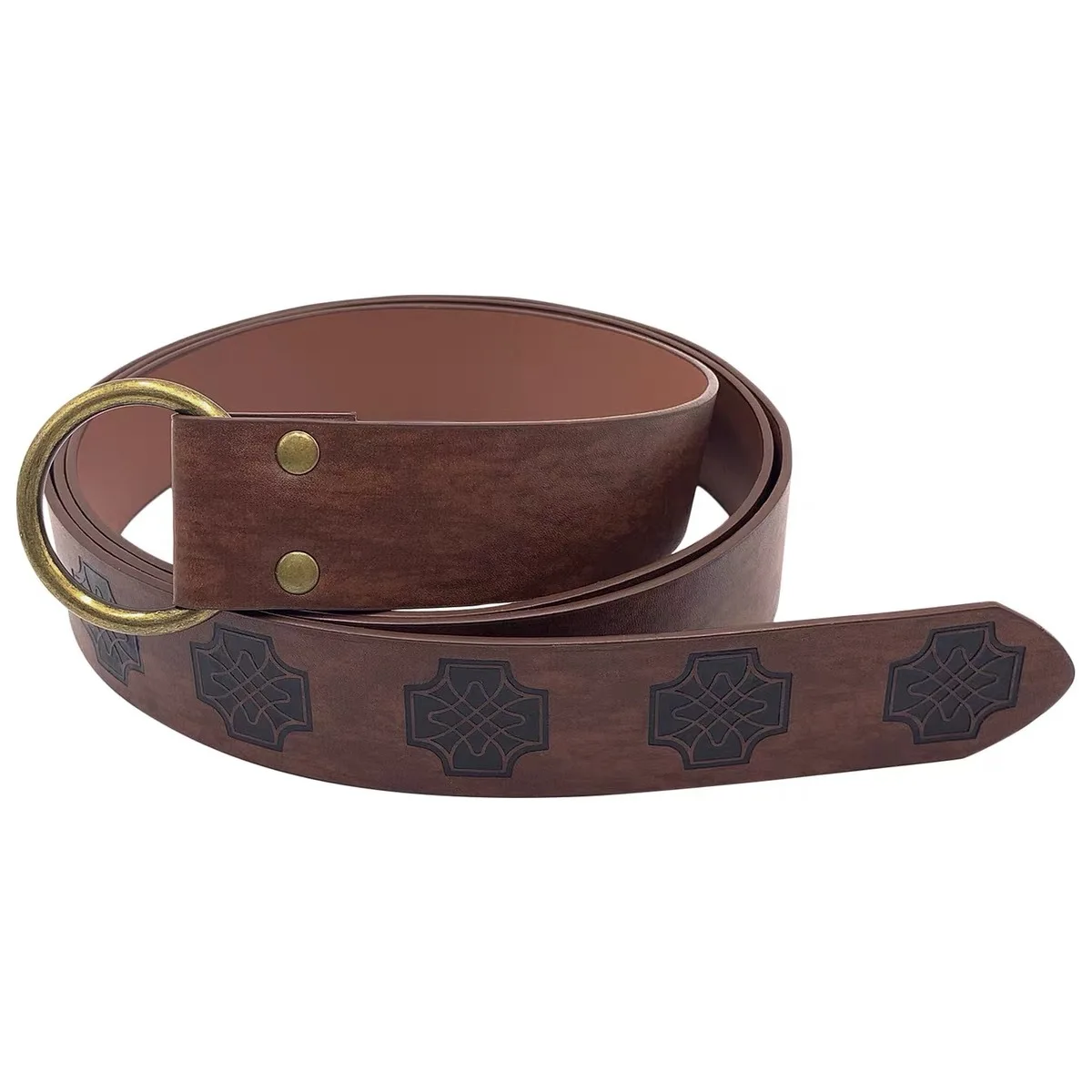 Medieval Viking Style Vintage Pu Leather Waist Belt Celtic Knot Pattern Waistband Renaissance Costume Accessories