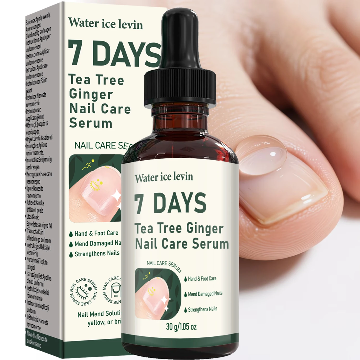 Strengthening Nail Care Serum with Tea Tree Ginger Extract, 7 Days Mend Damaged Thick Brittle Nail Liquid