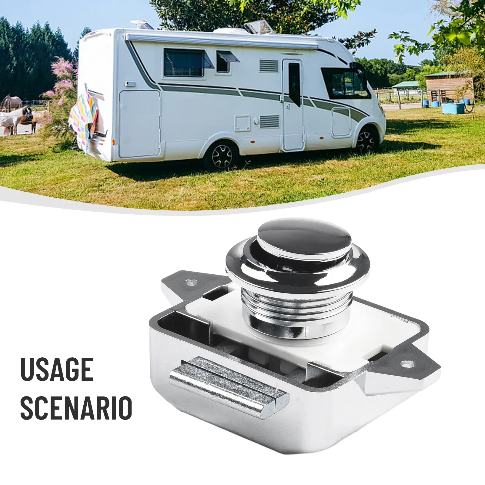 Knob Button Catch Lock Motorhome Button Cabinet Camper Cupboard Furniture Hardware L-shaped Plate RV Practical