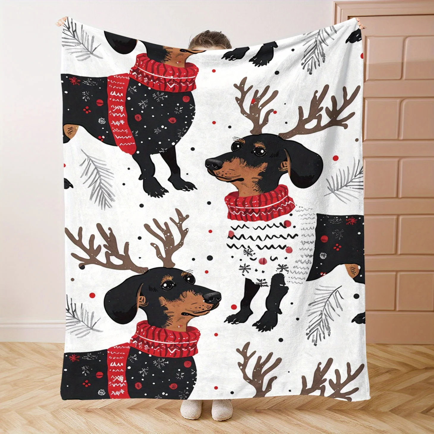 Playful Wolf Pups Throw Blanket  Snowy Winter Forest Full Moon Wildlife Nature Art Decor for Sofa Bedroom